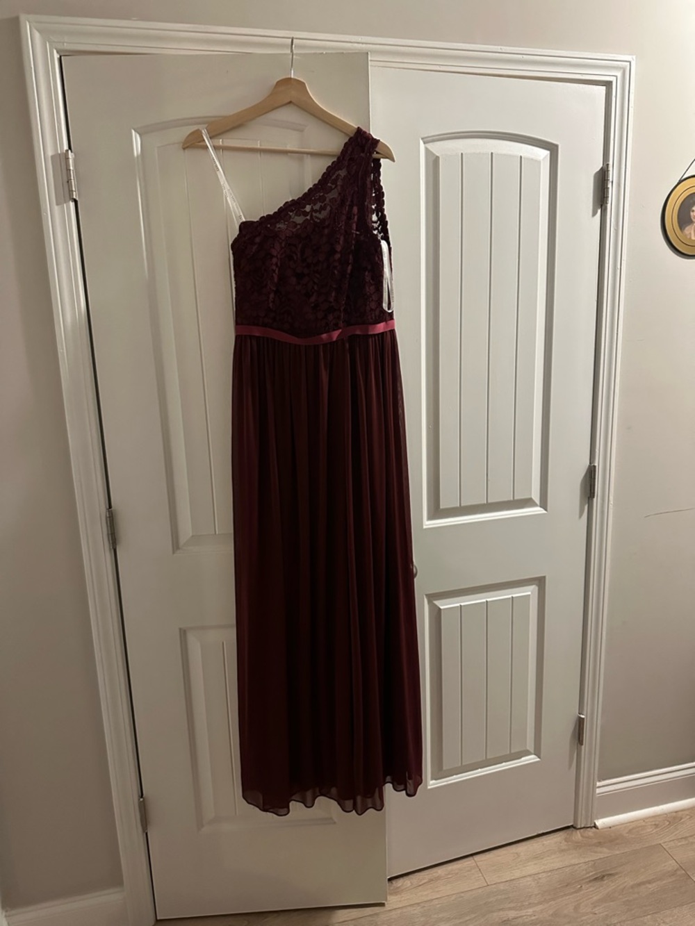 Maroon one shoulder dress